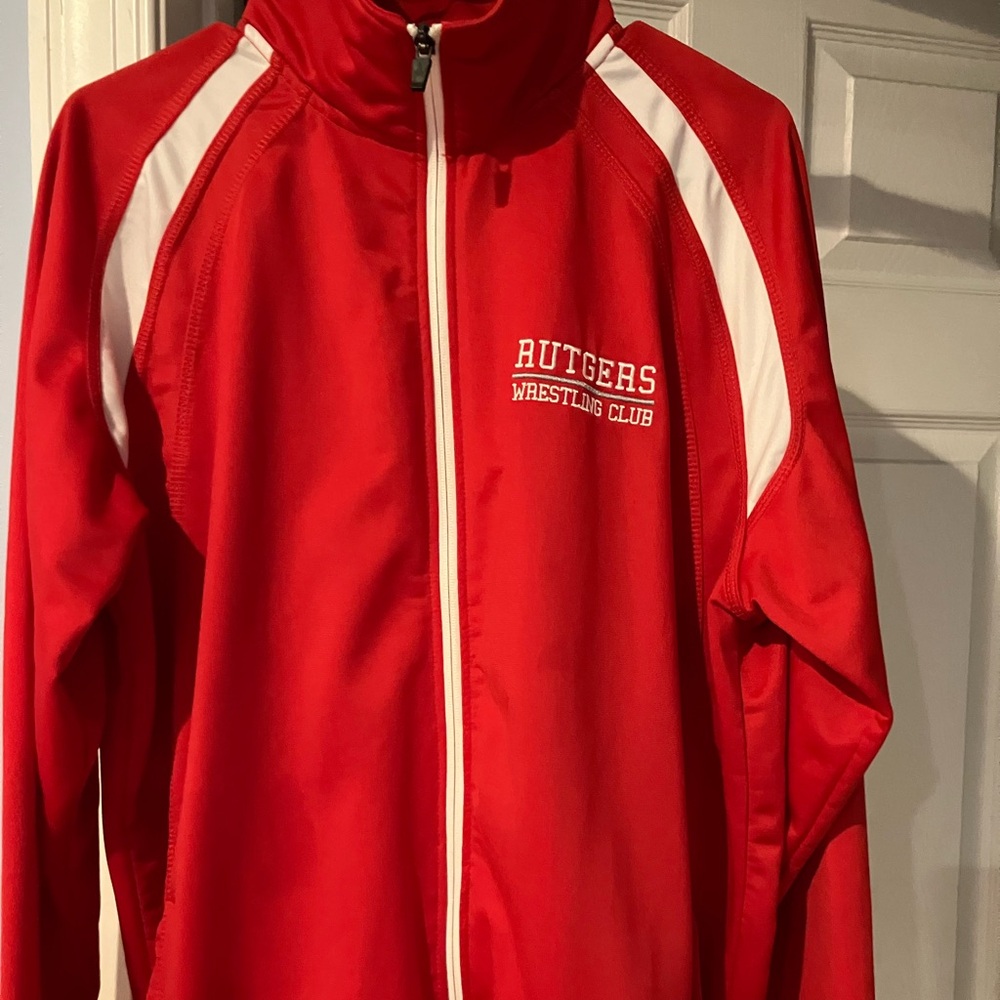 Rutgers jacket that says wrestling club